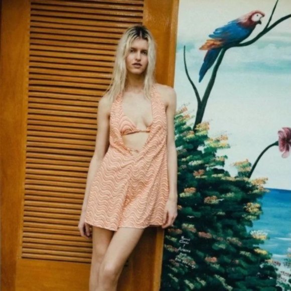 Urban Outfitters | Sand Dollar Romper Assorted Wavy Groovy Pink 70s Style New - Picture 4 of 15